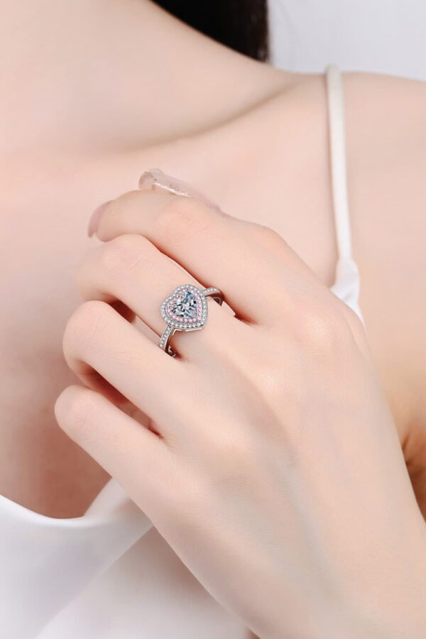 1 Carat Moissanite Heart 925 Sterling Silver Ring - Image 2