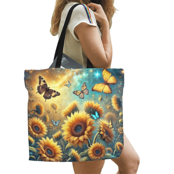 Sunflowers All Over Print Canvas Tote Bag - Large - Image 4