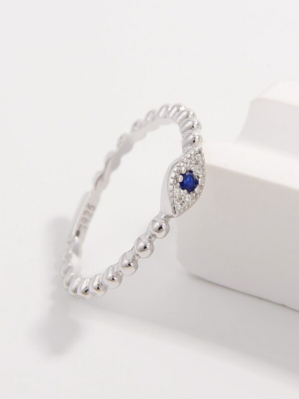 Blue Eye 925 Sterling Silver Inlaid Zircon Ring - Image 3