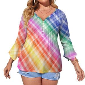 Rainbow Stripes Ruffled Petal Sleeve Top