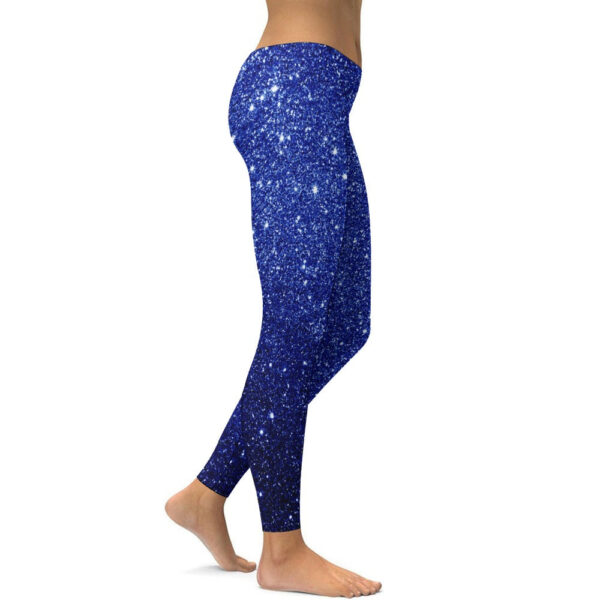 Sparkle Blue Soft Ladies Tight Yoga Pants - Image 6