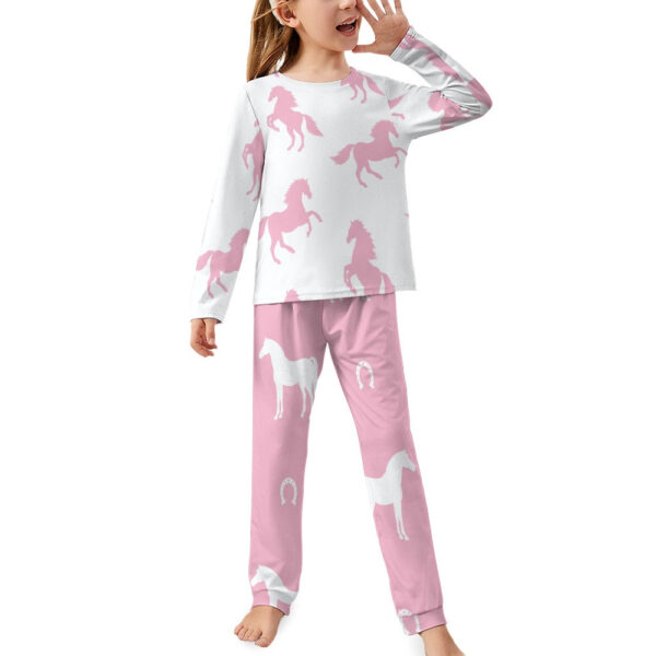 Lt Pink Horses Girl's Pajama Set - Image 3