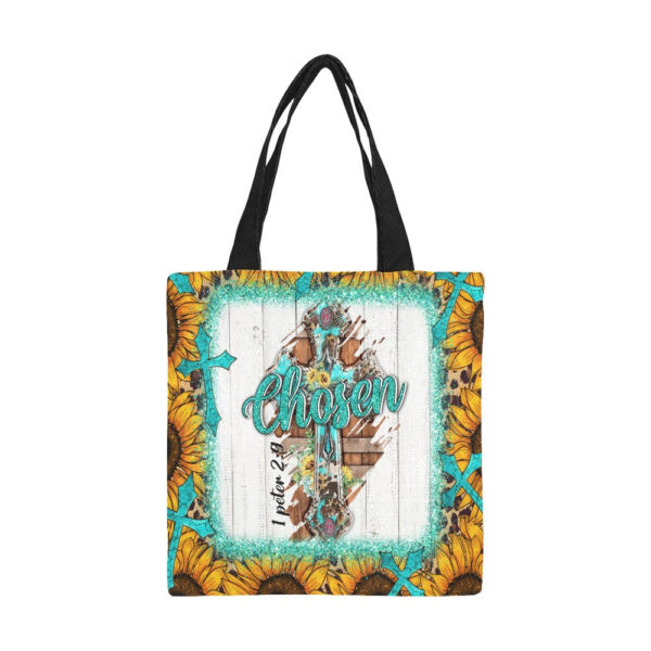 Chosen Sunflowers and Cross Canvas Tote Bag - Image 3