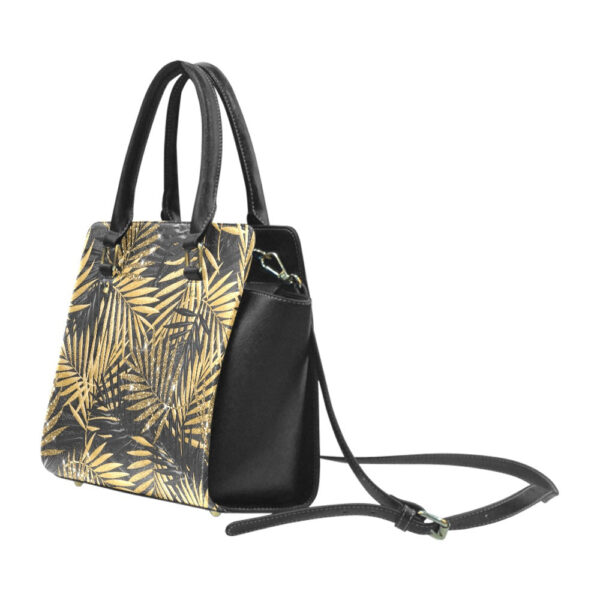 Gold Glitter Leaf Classic Shoulder Handbag - Image 3