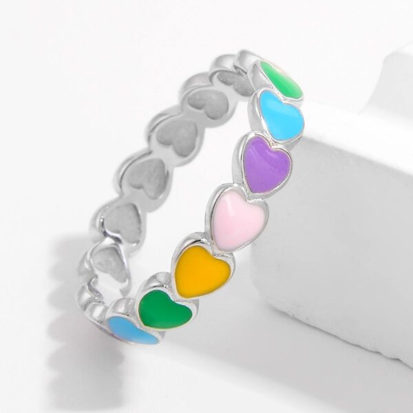 Drip Oil Heart 925 Sterling Silver Ring - Image 3