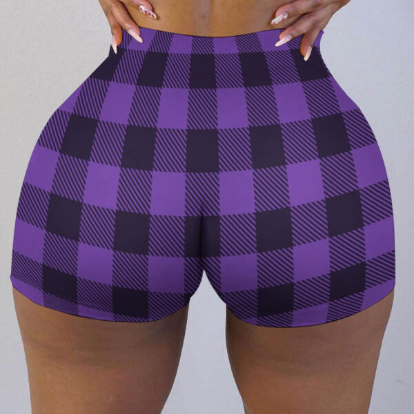 Purple Plaid Ladies Shorts - Image 4