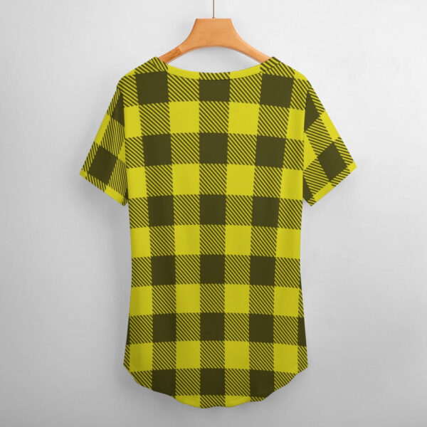 Buffalo Plaid  Be Kind Sunflower Ladies V-Neck Loose Short Sleeve T-Shirt - Image 4
