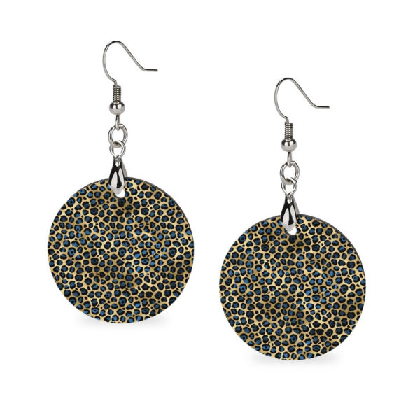 Wooden Blue Leopard Earrings - Image 5