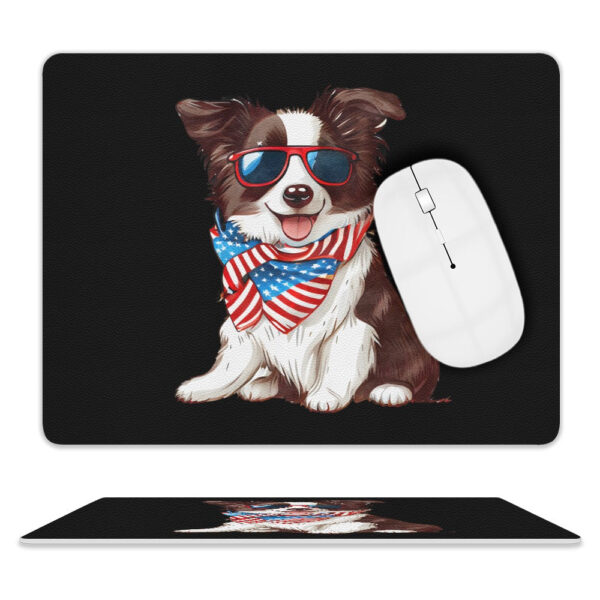 Patriotic Border Collie Leather Mouse Pad