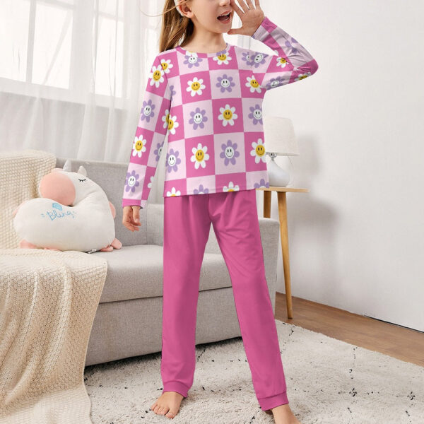Deep Pink Floral Girl's Pajama Set - Image 4