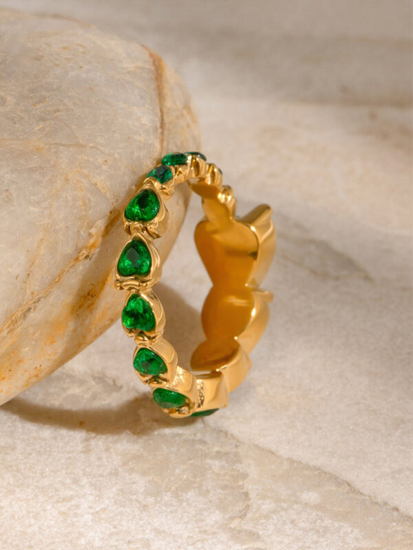 Stainless Steel Heart Rhinestone Ring - Image 6