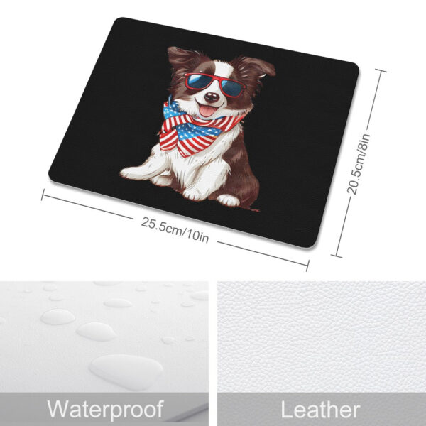 Patriotic Border Collie Leather Mouse Pad - Image 3