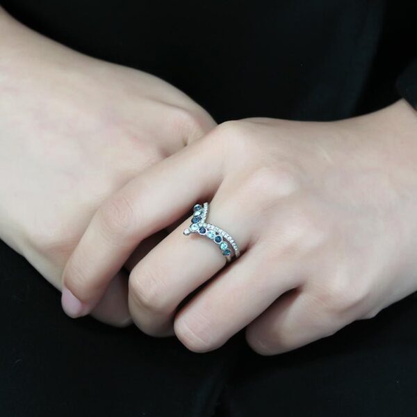 Stainless Steel Multi Crystal Ring - Image 4