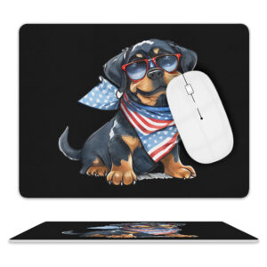 Patriotic Rottweiler Leather Mouse Pad