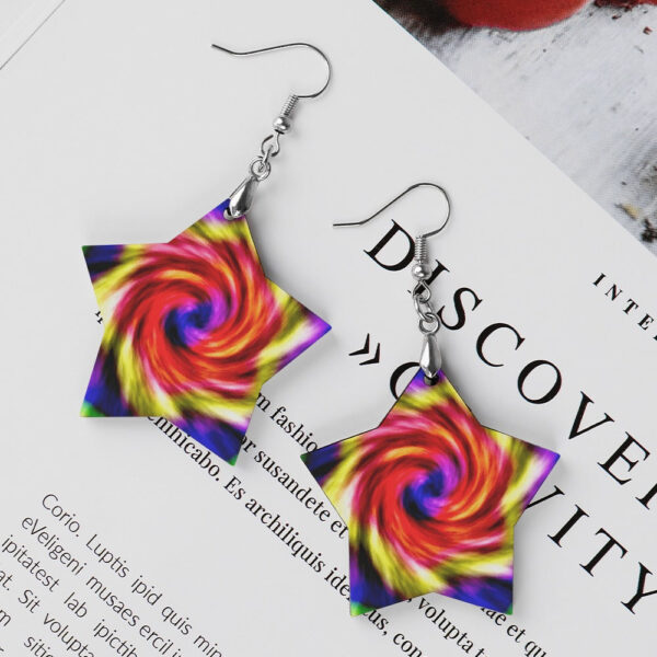 Wooden Tie Dye Swirl Earrings - Image 3