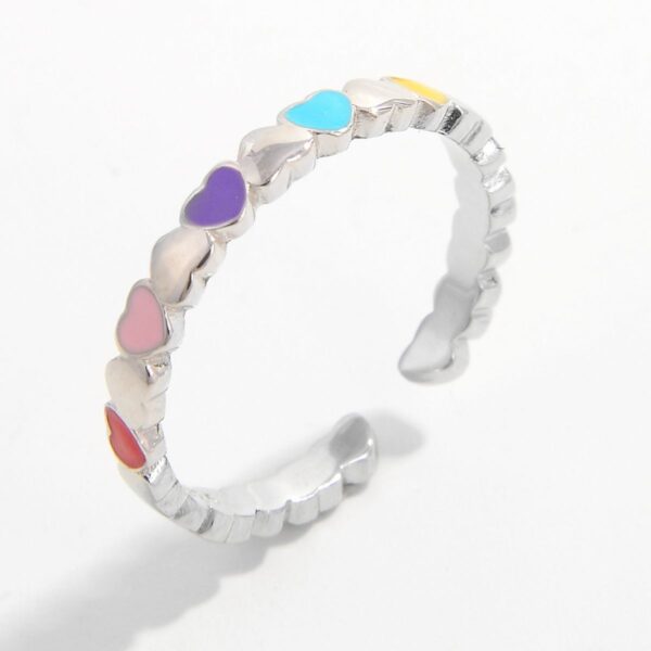 Drip Oil Heart 925 Sterling Silver Ring - Image 4