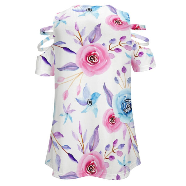 Ladies Floral BE Zip Off Shoulder Top - Image 2
