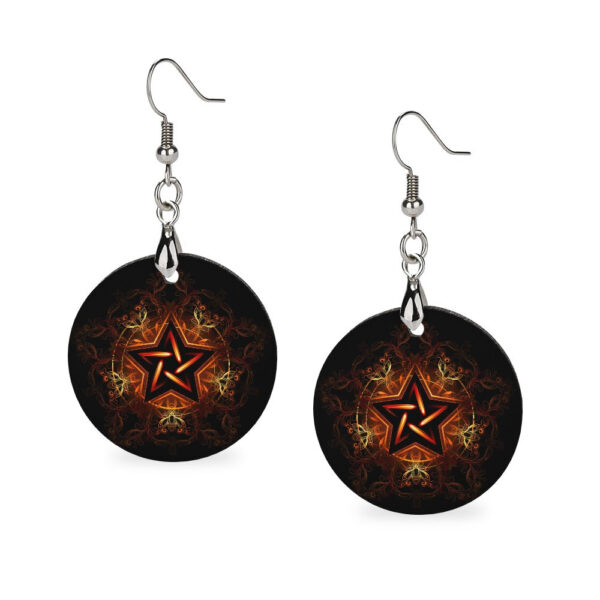 Wooden Pentagram Earrings - Image 3