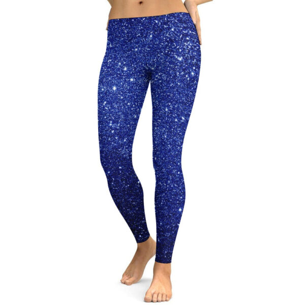Sparkle Blue Soft Ladies Tight Yoga Pants - Image 3
