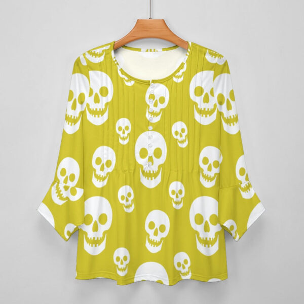 Yellow Skulls Ruffled Petal Sleeve Top - Image 3