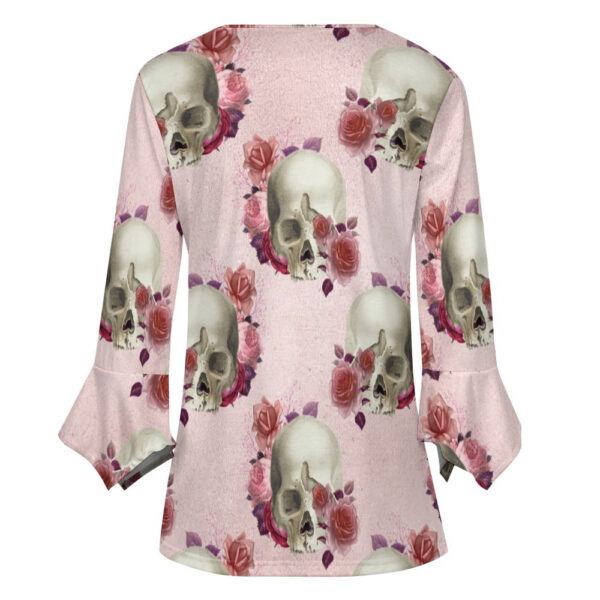 Skulls and Roses Ruffled Petal Sleeve Top - Image 3