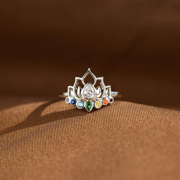 Lotus Shape 925 Sterling Silver Inlaid Zircon Ring - Image 3