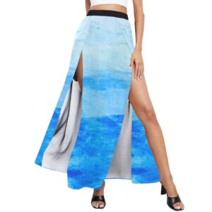 Sky Blue High Slit Long Beach Skirt