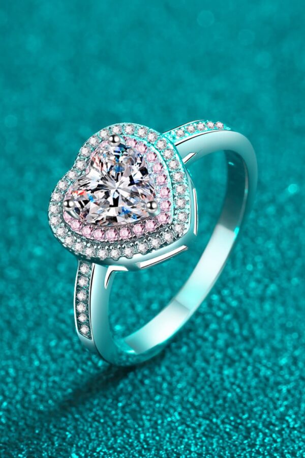 1 Carat Moissanite Heart 925 Sterling Silver Ring - Image 3