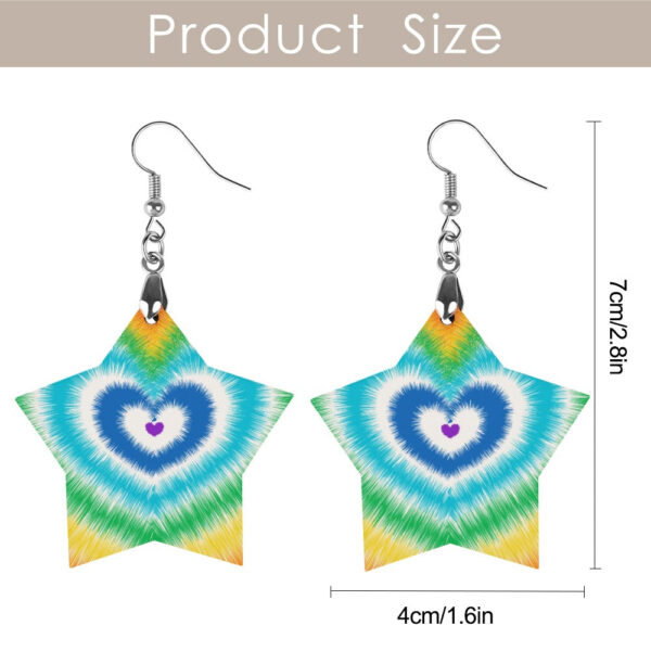 Wooden Tie Dye Heart Earrings - Image 5