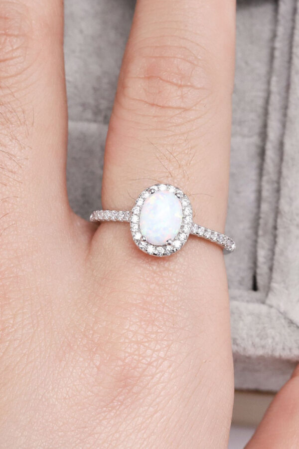 Opal 925 Sterling Silver Halo Ring - Image 5