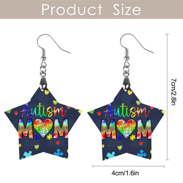 Wooden Autism Mom Earrings - Image 3