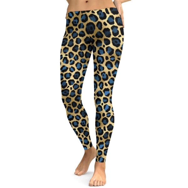 Blue Leopard Soft Ladies Tight Yoga Pants - Image 5