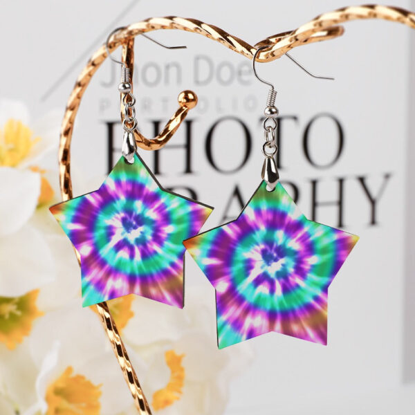 Wooden Tie Dye Swirl Earrings - Image 4