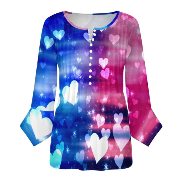 Hearts Print Ruffled Petal Sleeve Top - Image 4