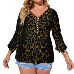 Glam Animal Print Ruffled Petal Sleeve Top