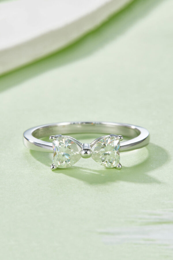 1 Carat Moissanite 925 Sterling Silver Bow Ring - Image 2