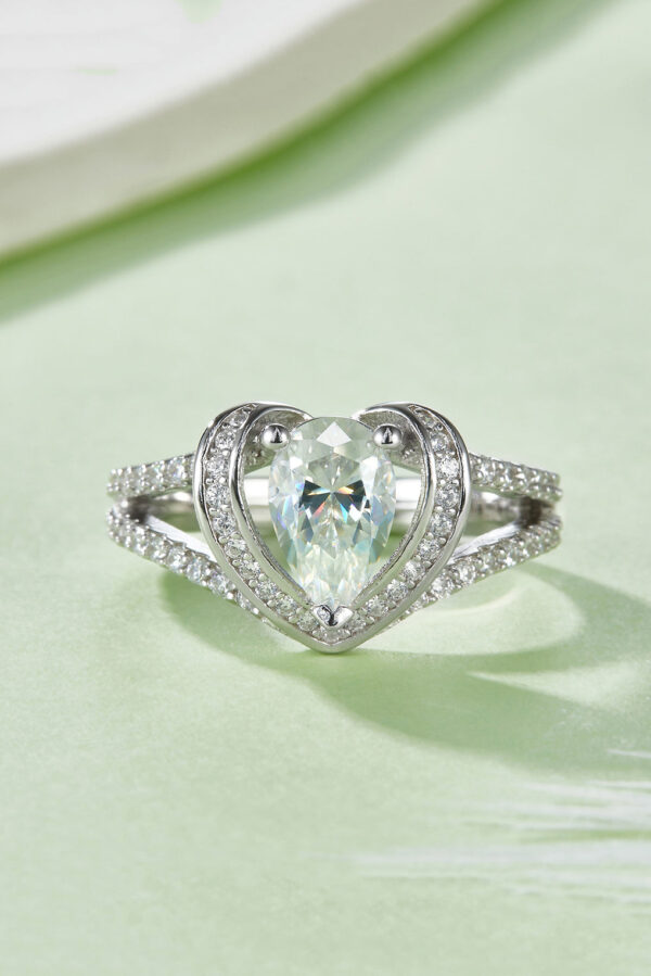 1 Carat Moissanite 925 Sterling Silver Heart Ring - Image 2