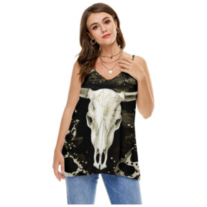 Western Skull Design Loose Summer Top