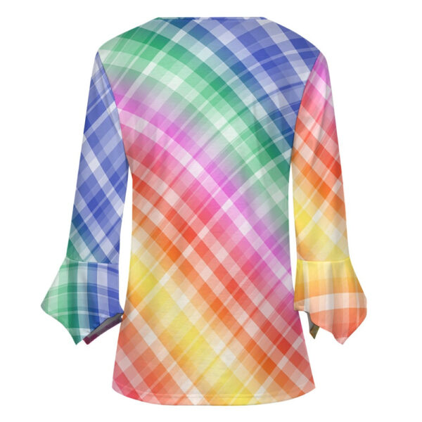 Rainbow Stripes Ruffled Petal Sleeve Top - Image 3