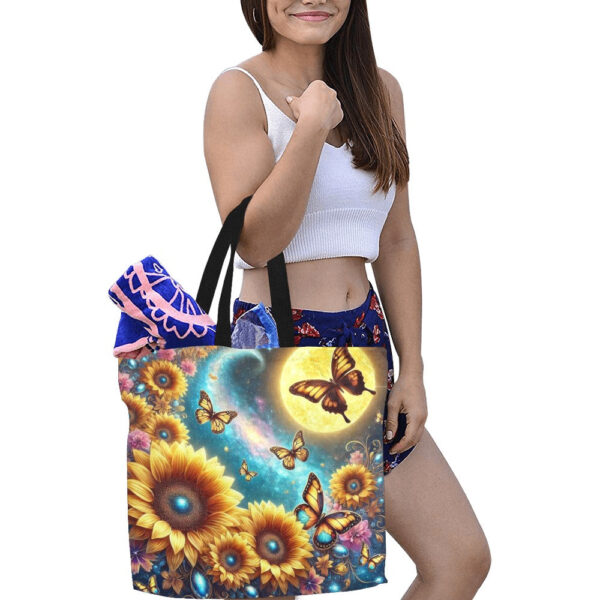 Sunflowers All Over Print Canvas Tote Bag - Large - Image 4