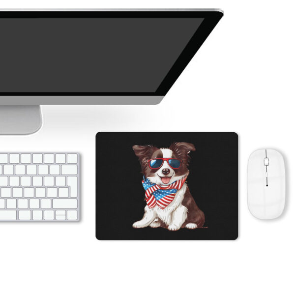 Patriotic Border Collie Leather Mouse Pad - Image 4