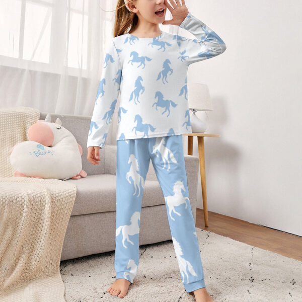 Lt Blue Horses Girl's Pajama Set - Image 2