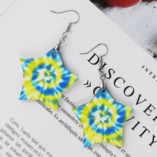 Wooden Tie Dye Swirl Earrings - Image 3