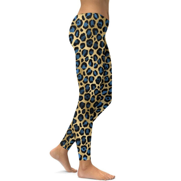 Blue Leopard Soft Ladies Tight Yoga Pants - Image 2