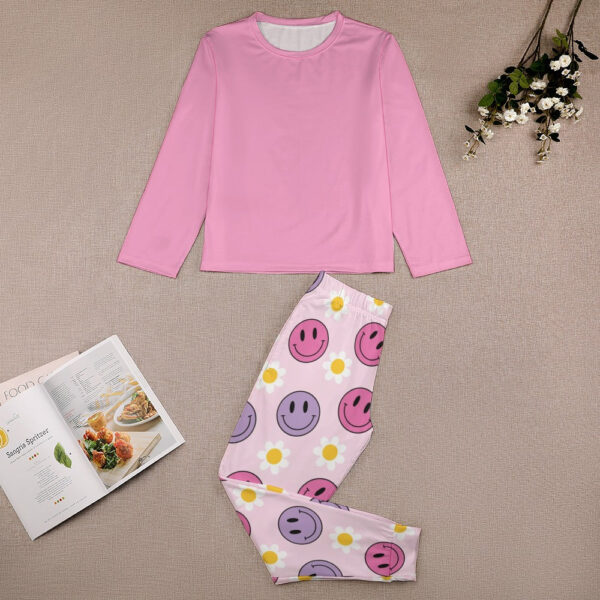 Pink Smileys Girl's Pajama Set - Image 4