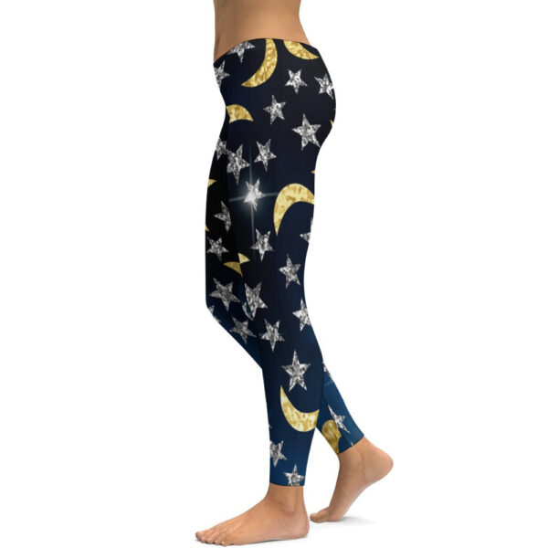 Moon and Stars Soft Ladies Tight Yoga Pants - Image 7