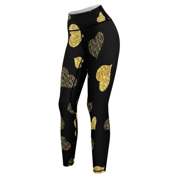 Women's Gold Hearts Comfort Sports Yoga Pants - Image 5