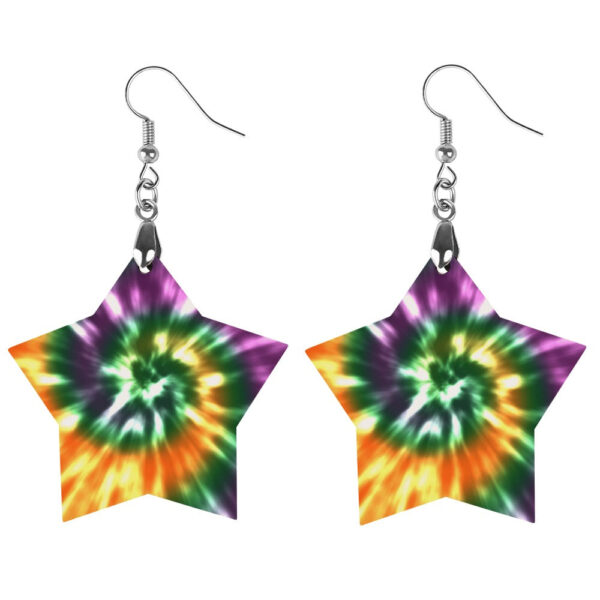 Wooden Tie Dye Swirl Earrings - Image 4