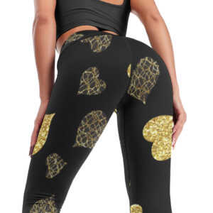 Women's Gold Hearts Comfort Sports Yoga Pants