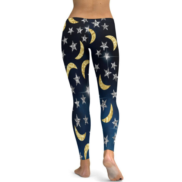 Moon and Stars Soft Ladies Tight Yoga Pants - Image 3